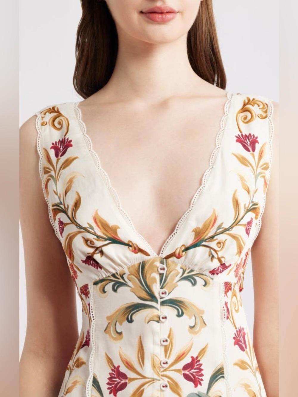 Farm Rio Royal Garden Print Sleeveless Satin Dress - Picture 7 of 11